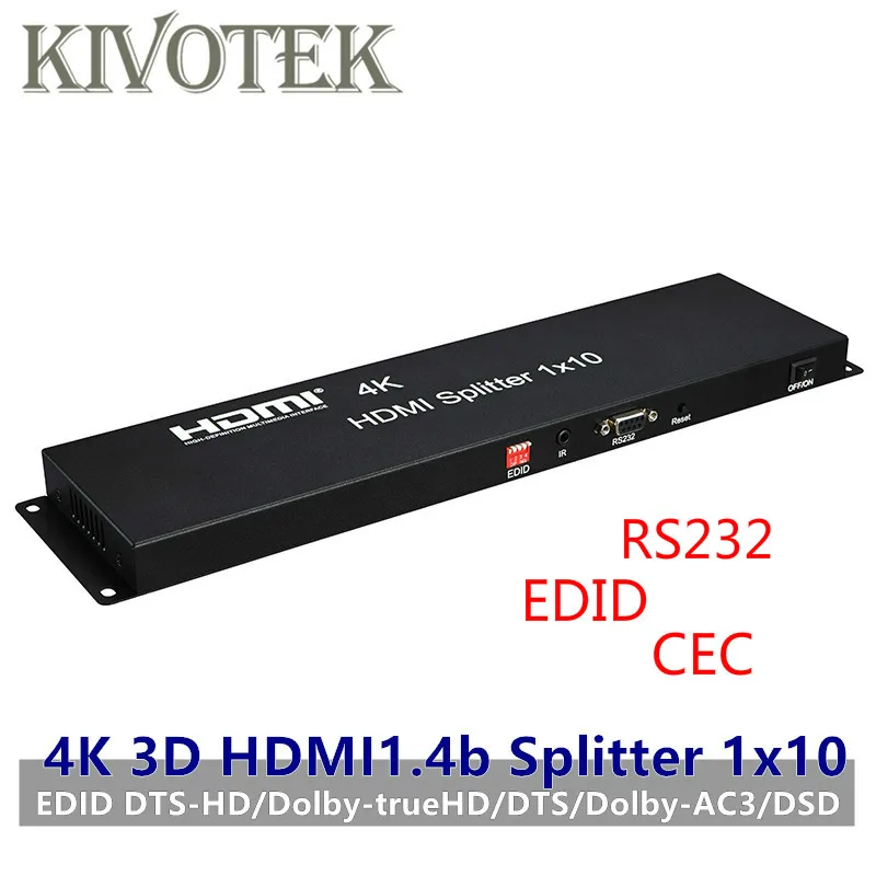 10 портов HDMI split ter, 4K 3D EDID усилитель split 1 Hdmi to Ten display s, женские разъемы для HDTV дисплея