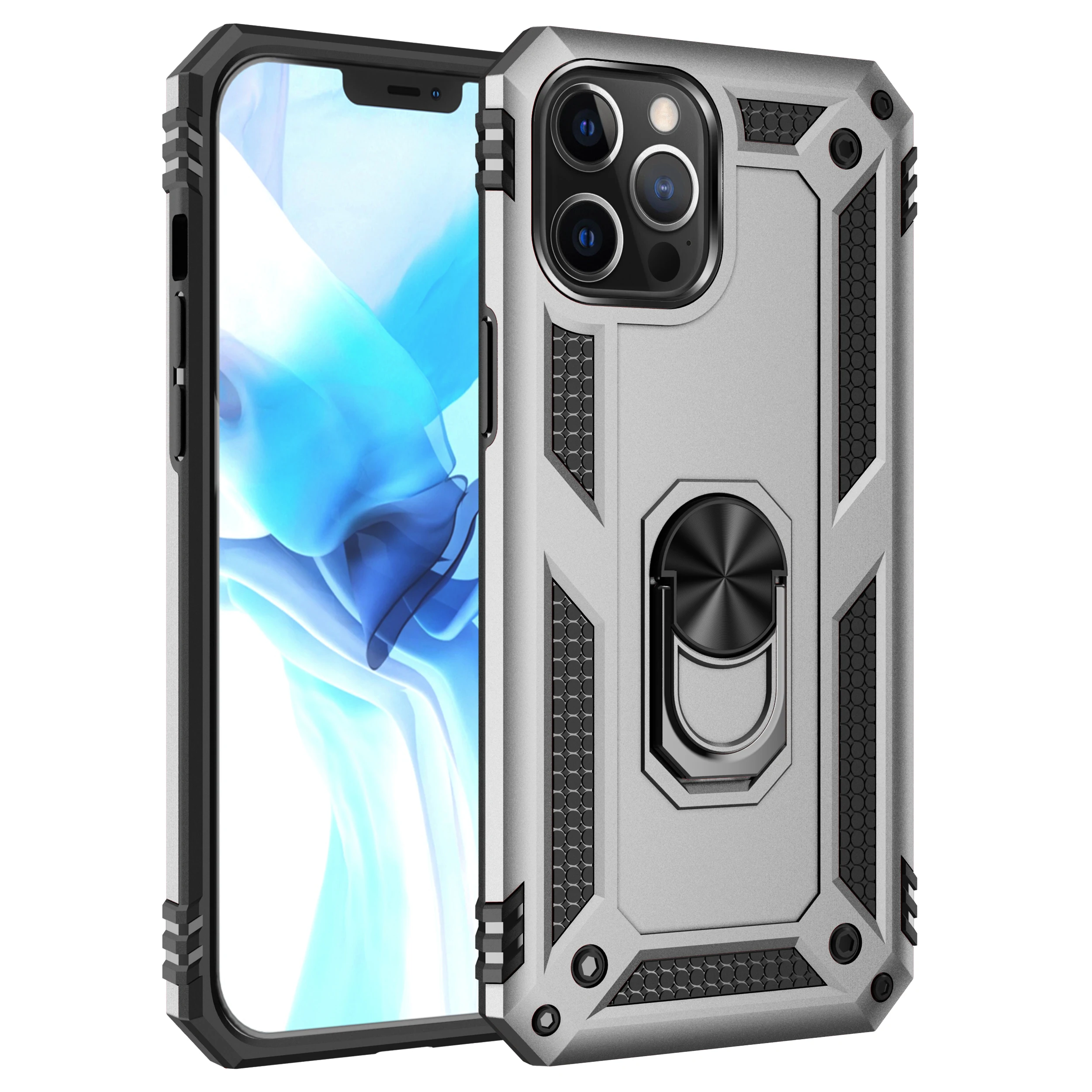 

Luxury Shockproof Armor Rugged Protection Phone Case For Oneplus 9 7 7T Pro Nord N200 5G Anti Fall Magnetic Car Stand Back Cover
