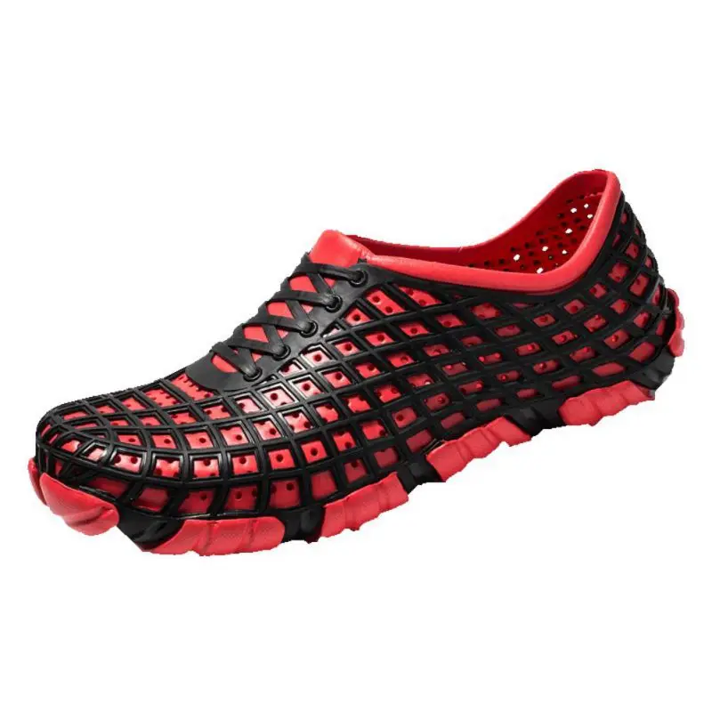 

Comfortable Leisure Slip-On Men Hole Shoes Soft Anti-slip Breathable Lightweight Hollow Outdoor Beach Sandals Seaside Vacation