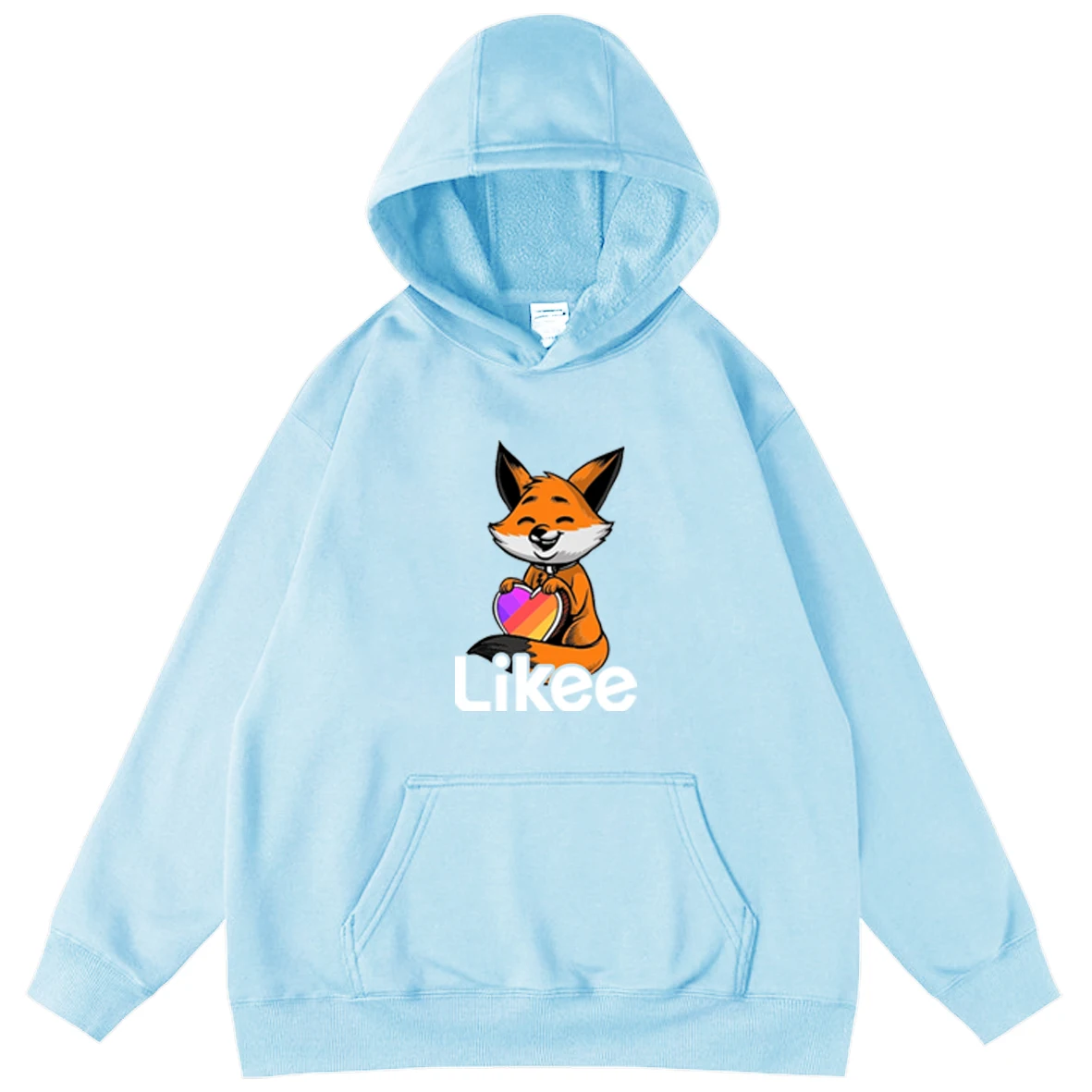 

LIKEE Heart Print Fashion Harajuku Oversized Men Hot APP Fox Pullover Hoodie Sweatshirt Clothes Hip Hop Hoodies Streetwear Tops
