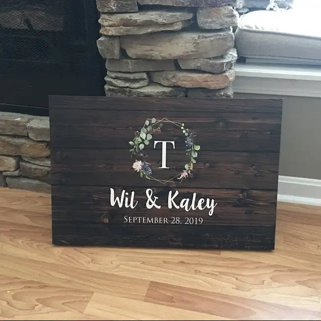 Персонализированные лавровый венок Свадьба Гостевая книга холст альтернатива