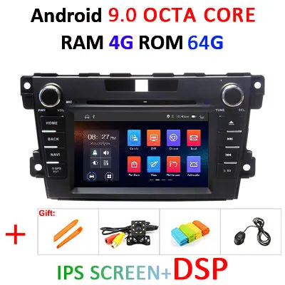 Ips 4G 64G Android 9,0 DSP AV выход 2 DIN DVD плеер для mazda CX-7 CX 7 CX7 2008-2009 навигация gps радио мультимедиа аудио - Цвет: 9.0 4G 64G DSP