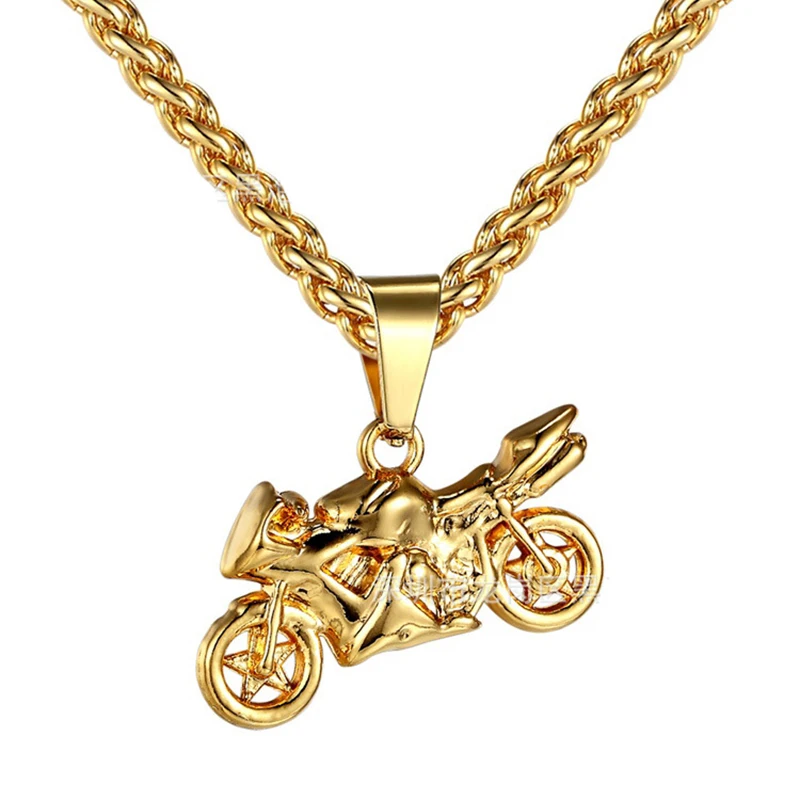 Золотые подвески в стиле хип хоп для мотоциклов ожерелья со льдом ювелирные