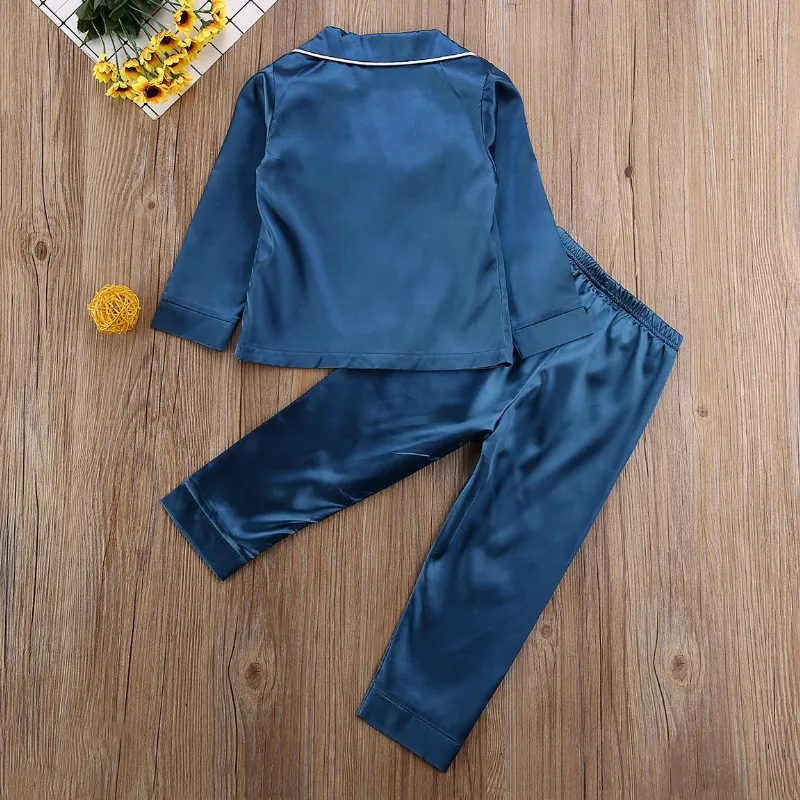 Осенняя Шелковая пижама CANIS для маленьких мальчиков и девочек с длинным рукавом