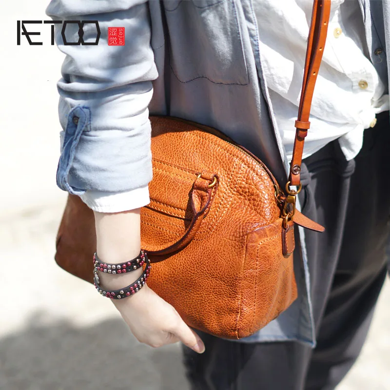 Кожаная шаль AETOO Sen в литературном ретро стиле ручная Сумочка кожаный Простой