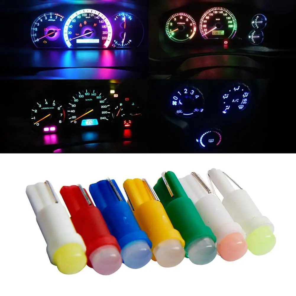 

10 шт., светодиодные лампы T5 COB 1 Вт для салона автомобиля