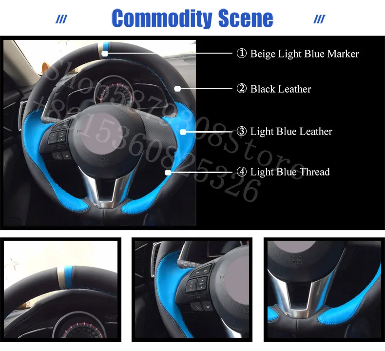 

For Hyundai Grandeur 2004-2020 XG 250 Black Leather Light Leather Car Steering Wheel Covers
