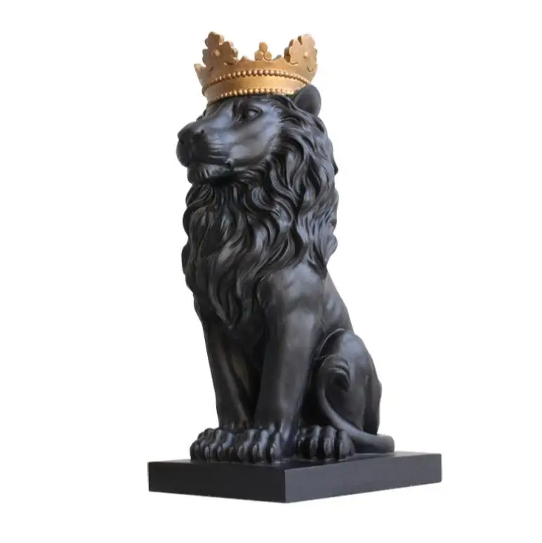 

BLACK CROWN LION STATUE HANDICRAFT DECORATIONS CHRISTMAS DECORATIONS FOR HOME SCULPTURE ESCULTURA HOME DECORATION ACCESSORIES