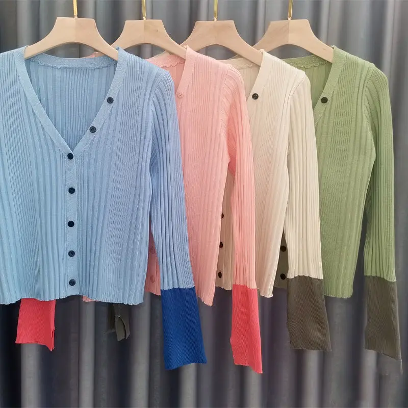 

Cardigan Women Korean Style Thin Spring Autumn New Slim Chic Stretchy Soft Comfortable Simple All-match Ladies Leisure Fit Ins