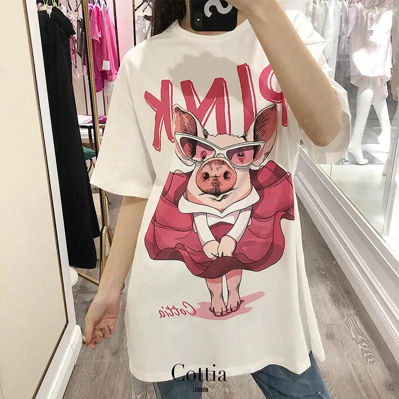 

Kawaii Anime T-Shirt Top Women Cartoon Funny Shirts Short Sleeve White Plus Size Oversize Fashion Harajuku Loose Korean Style