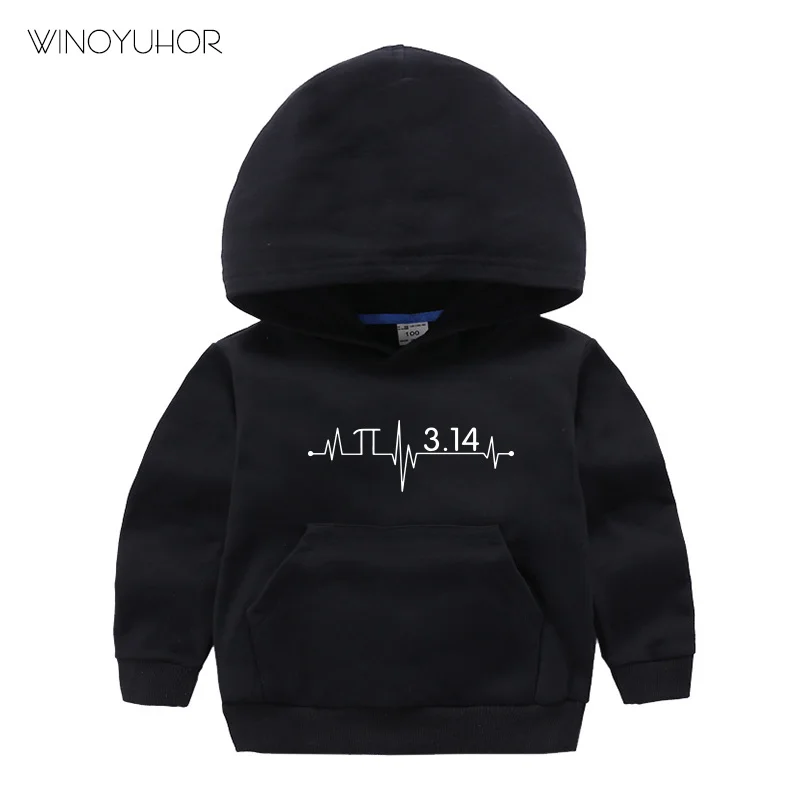 Модные детские толстовки Pi 3 14 с рисунком сердцебиения хлопковый свитшот для
