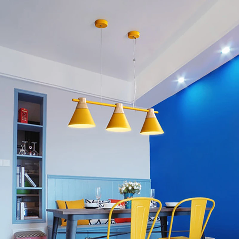 Скандинавская простая индивидуальная 3 светильника из массива дерева E27/E26