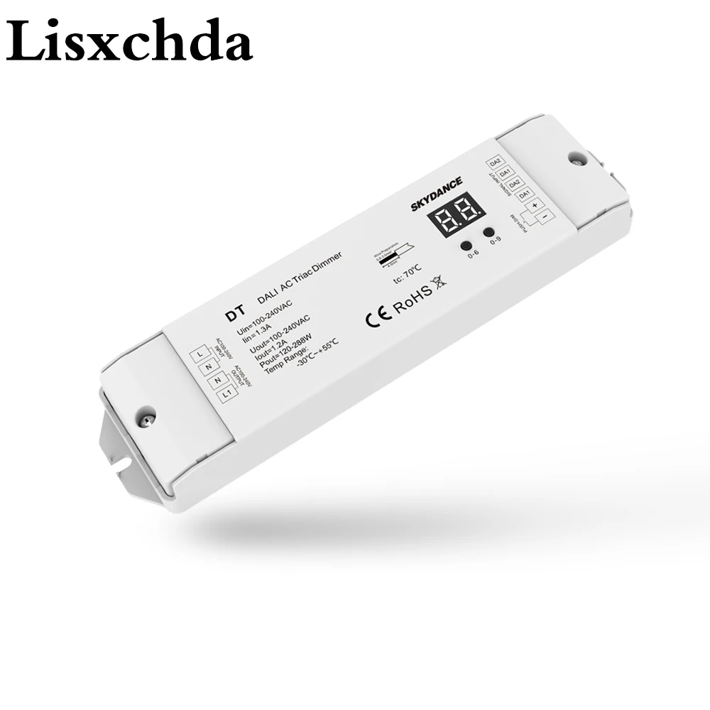 AC100-240V одноканальный Triac DALI диммер 288 А Вт Цифровой дисплей для диммируемой