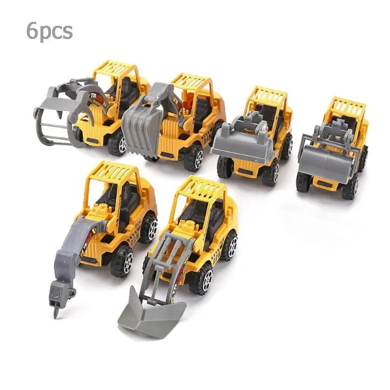 

6Pcs/lot Mini Excavator Model Car Toys Vehicle Sets Plastic Construction Bulldozer Engineering Vehicle Engineer Model for Boys