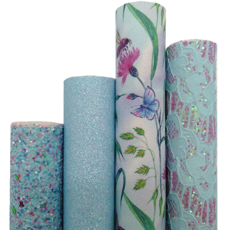 4 шт./компл. синяя кружевная блестящая виниловая ткань сочетающаяся с цветочным