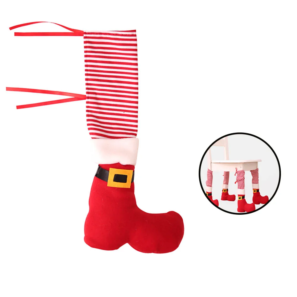 4 Pcs Table Leg Chair Foot Covers Santa Claus Christmas Decoration Home Chair Table Cover Decor New Year Supplies Hot S30