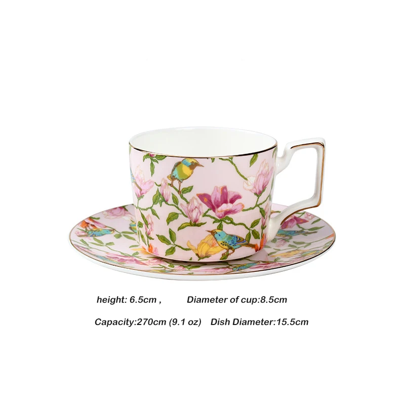 Shabby Chic Ceramic Mug Coffee Cup Milk With Handgrip 270ml Tea Saucer 9.1oz | Дом и сад
