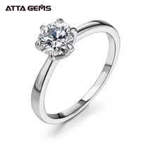 attagems 1ct 2ct 3ct moissanite ring round brilliant cut diamond test passed moissanite diamond solitaire rings for women