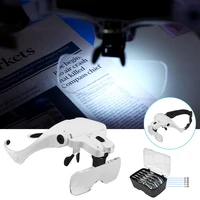 led headset magnifier glass 5x lens led light lamp jeweler with headband magnifying for reading painting repairing jewelry