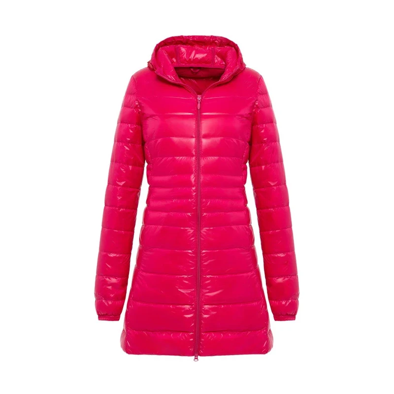 

ZN New Women White Duck Down Coats Jackets Winter Warm Slim Long Hooded Ultralight Parkas Plus Size Women's Overcoats Luxury