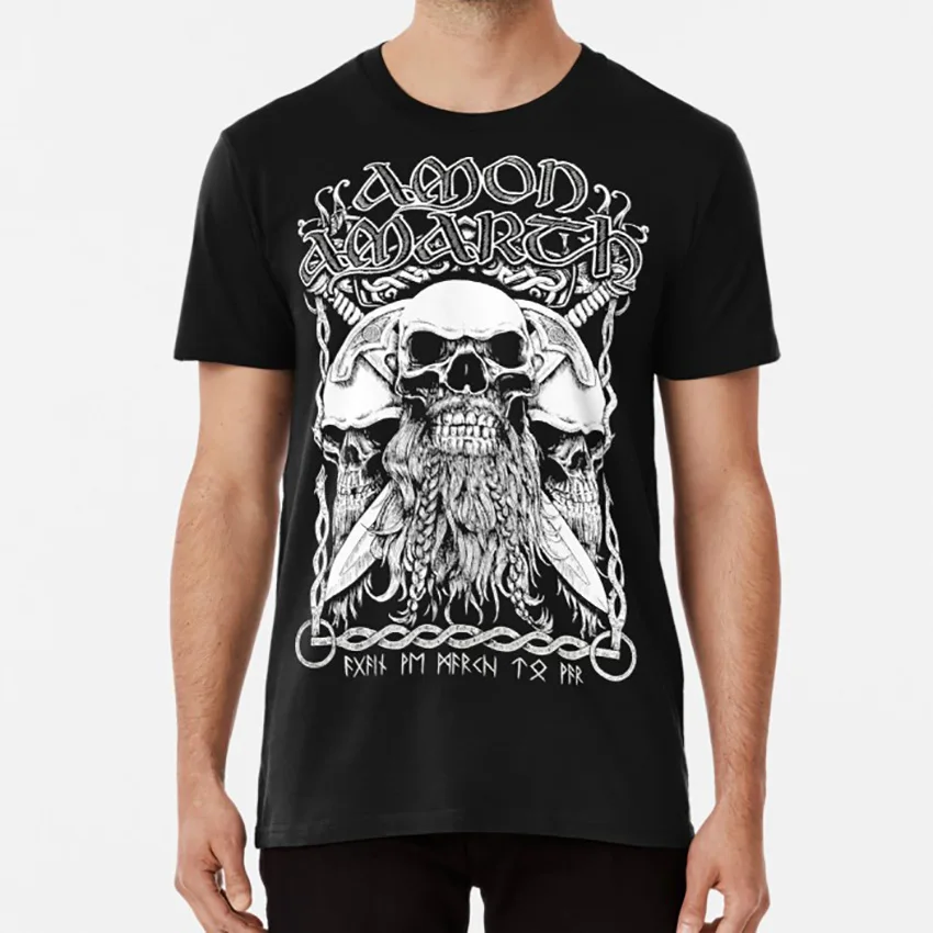 

Футболка с изображением викингов, Амона, амарона, смерти, металлический тяжелый металл, черный металлический череп, Хэллоуин, демон, металли...