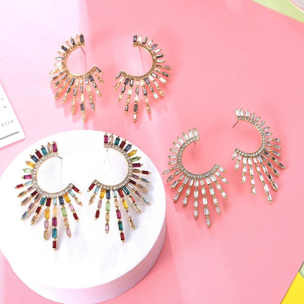 

Ztech New Design Big Wing Shape Stud Earrings For Women Colorful Crystal Earrings Pendientes Wholesale Accessories High Quality