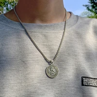 shixin vintage coin pendant necklace for men women simple box chain long necklaces 2021 fashion jewelry unisex gift
