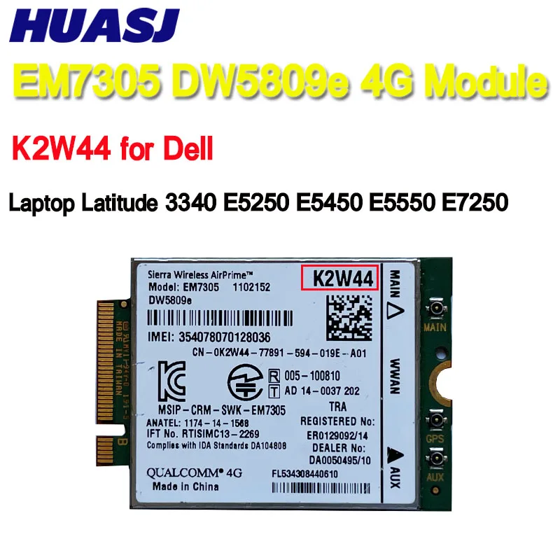 Sierra Airprime Em7305 4g Lte Segunda Guerra Mundial Módulo de Cartão Ngff para Laptop Dell Latitude 3340 E5250 E5450 E5550 E7250 Dw5809e