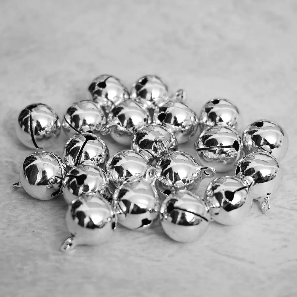 Горячая новинка 20 шт. 14 мм Мини Серебряный новогодняя елка Jingle Bell украшение