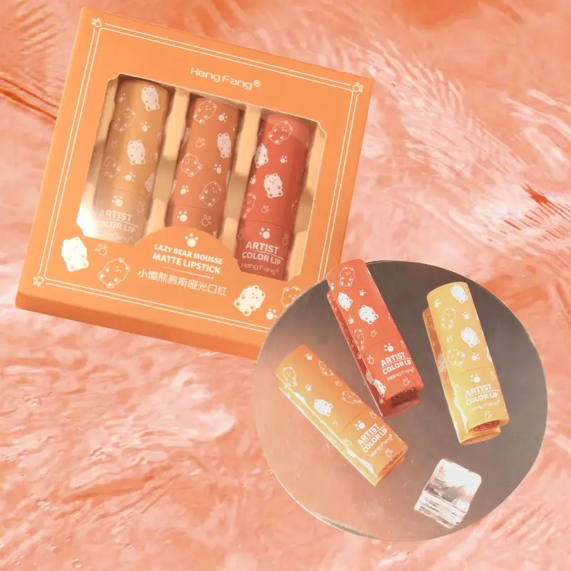 Набор бархатных матовых помад 3 шт./компл. стойкие пикантные губы глазурь