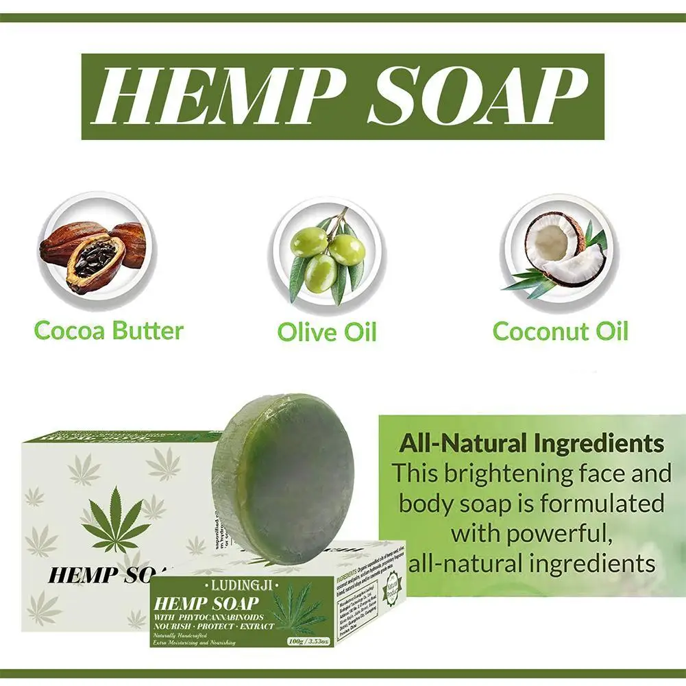 

Hemp Soap High Purity Extract From Hemp Seeds Anti-inflammation Dryness Whitening Skin Moisturizing Relief Pain Handmade Soap