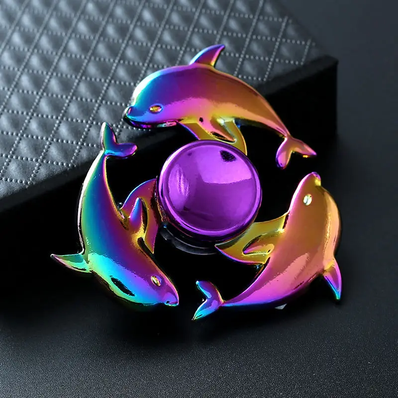 

Metal Rainbow Dolphins Fidget Spinner Hand Spinners Stress Reducer High-Speed Bearing Fidget Finger Toys for Adhd Focus Anxiet