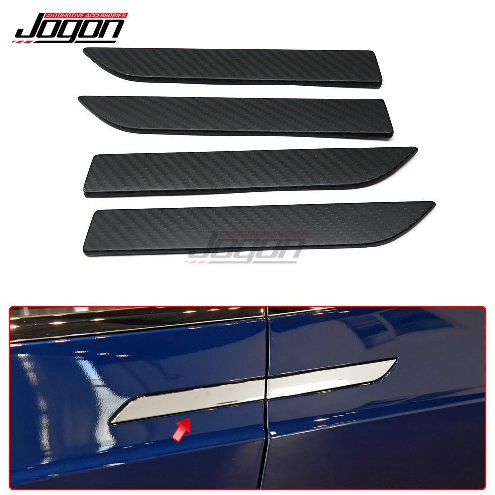 

4Pcs Real Carbon Fiber Exterior Door Handle Decor Cover Trim For Tesla Model X 2016 2017 2018 2018 2019-2021 Car Accessories