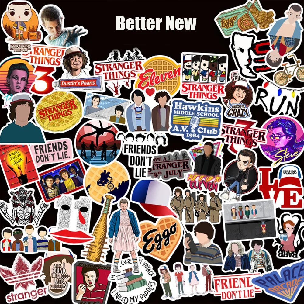 

50PCS Stranger Things Sticker Waterproof Decal TV Series PVC Skateboard Fridge Snowboard Motorcycle Guitar Laptop Kids Toys