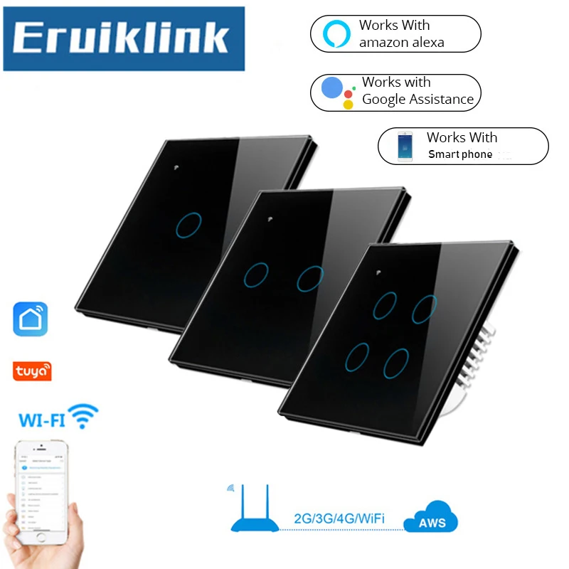 Стандарт Великобритании/ЕС Wifi умный выключатель света 1 2 3 4 банды способ