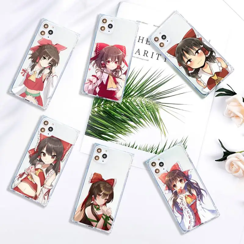 

Hakurei Reimu anime girl Phone Case Transparent for iPhone 7 8 11 12 se 2020 mini pro X XS XR MAX Plus