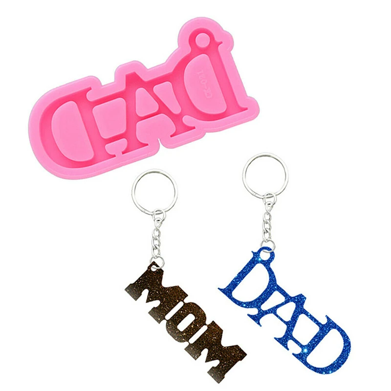 

Handmade Mom Dad Resin Mold Letter Mother's Father's Day Gift Keychain Pendant Resin Casting Mold Jewelry DIY Making Tools
