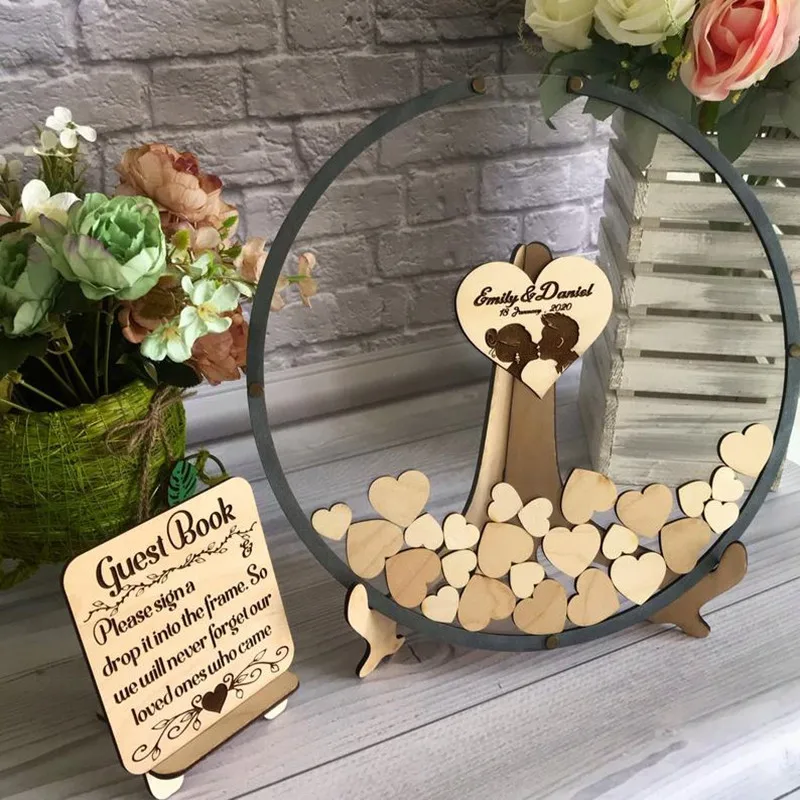 Прозрачная круглая акриловая Гостевая книга на заказ индивидуальная Свадебная