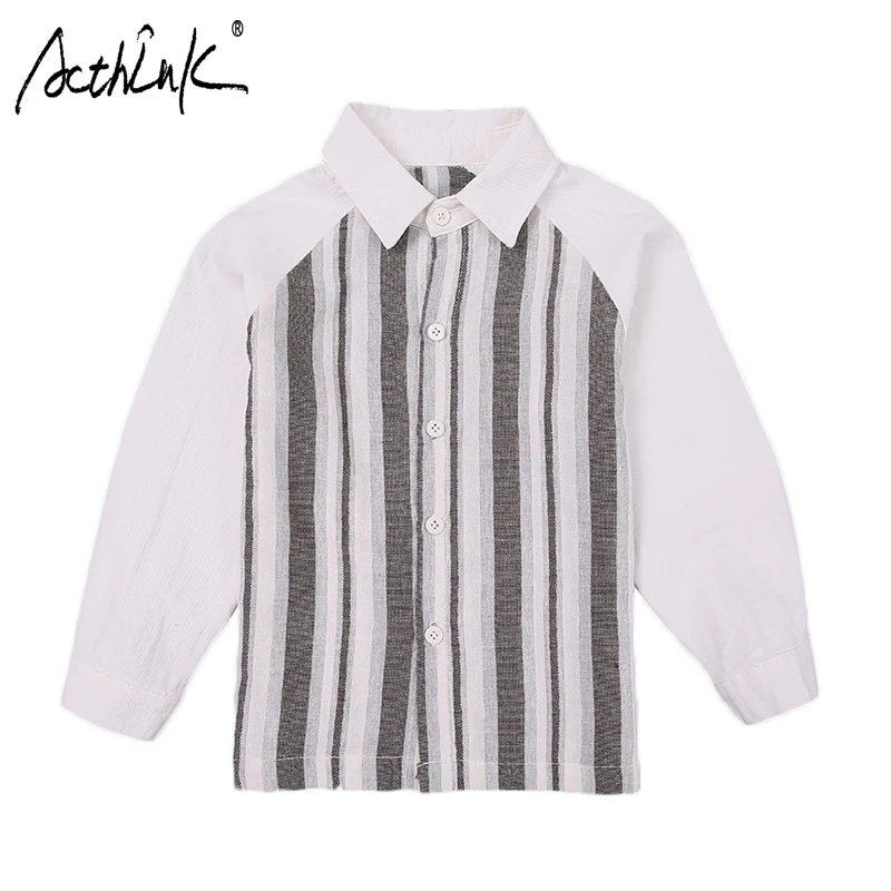 ActhInK/рубашка в полоску с длинными рукавами из 2019 хлопка детские рубашки отложным