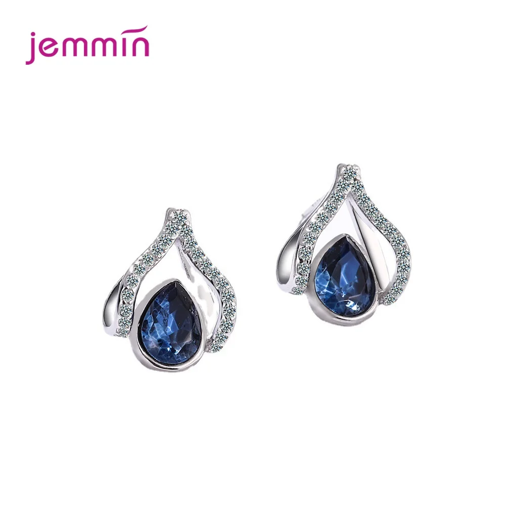 

Top Quality 925 Sterling Silver Clear Sparkling Dark Blue Cubic Zirconia Stars Stud Earrings For Women Exquisite Fashion Jewelry