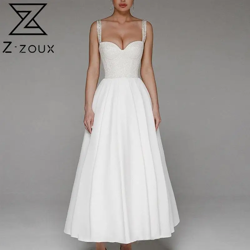 

Z-ZOUX Women Dress Temperament Backless Strapless Sleeveless High Waist Large Hem Evening Party Maxi Spaghetti Strap Dresses New