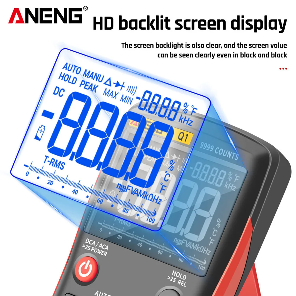 ANENG Q1 Digital True RMS 9999 Counts Analog Professional Tester DIY Transistor Capacitor Lcr Multimeter AC/DC Voltmeter Ammeter