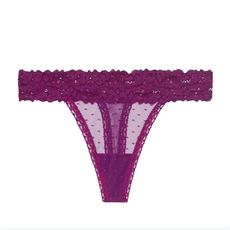 Purple Сексуальные кружевные трусики для женщин с низкой посадкой прозрачный дышащий дамские трусики стринги T Back Femme нижнее белье Лидер продаж нижнее белье для девочек - Цвет: Purple