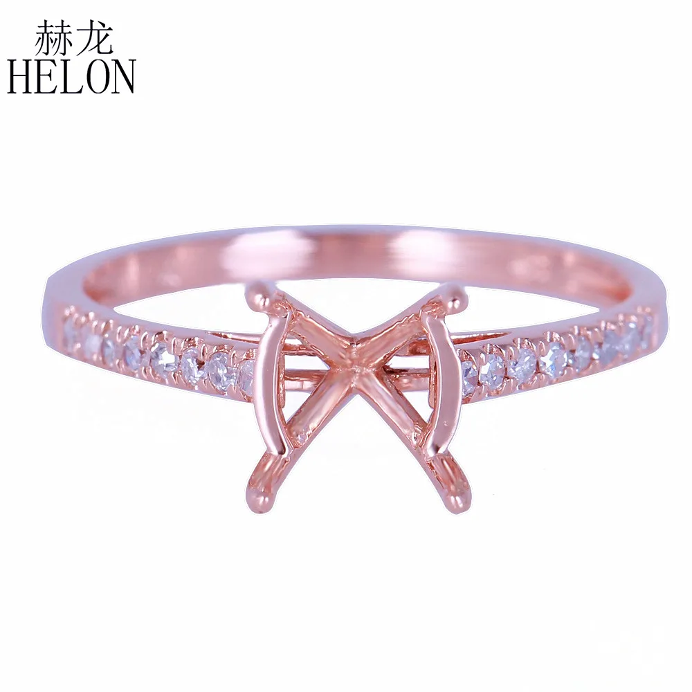 

HELON 7-8 мм круглый установка твёрдый, 14K, покрыто розовым золотом Природные Алмазы полу крепление кольцо обручальное кольцо для женщин Свадебные модные ювелирные изделия