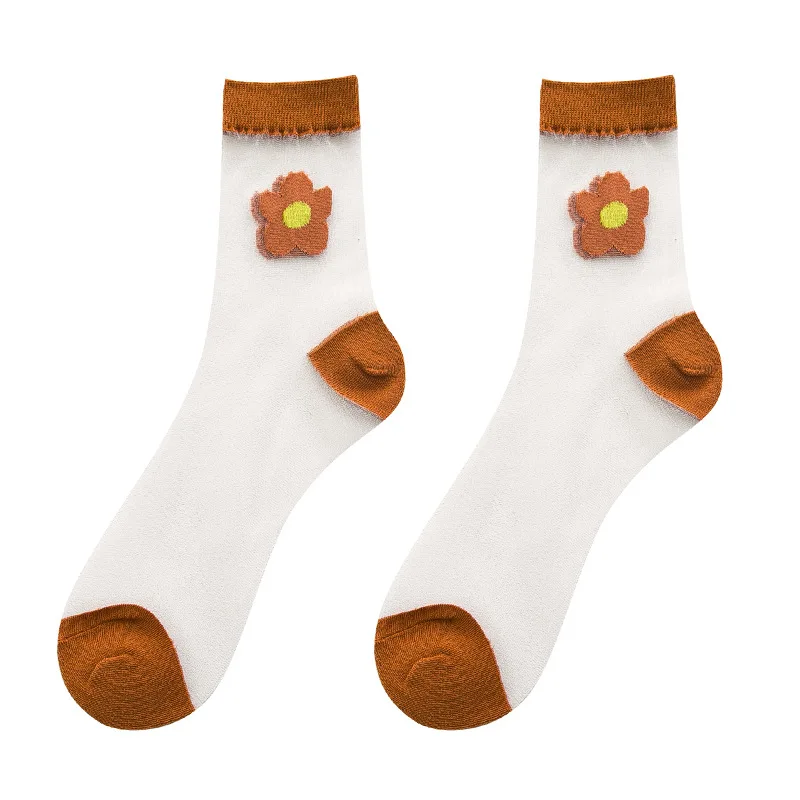 Женские носки сексуальные кружевные сетчатые шелковые в сеточку с фруктами