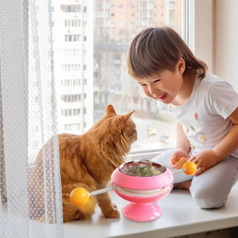 

Cat Toy Suction Cup Turntable Cat Stick with Catnip Ball Interactive Cat Funny Toy