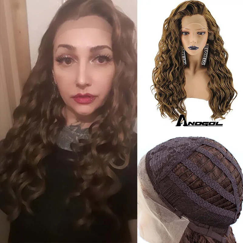 Женский синтетический парик Anogol длинный Свободный из термостойкого волокна