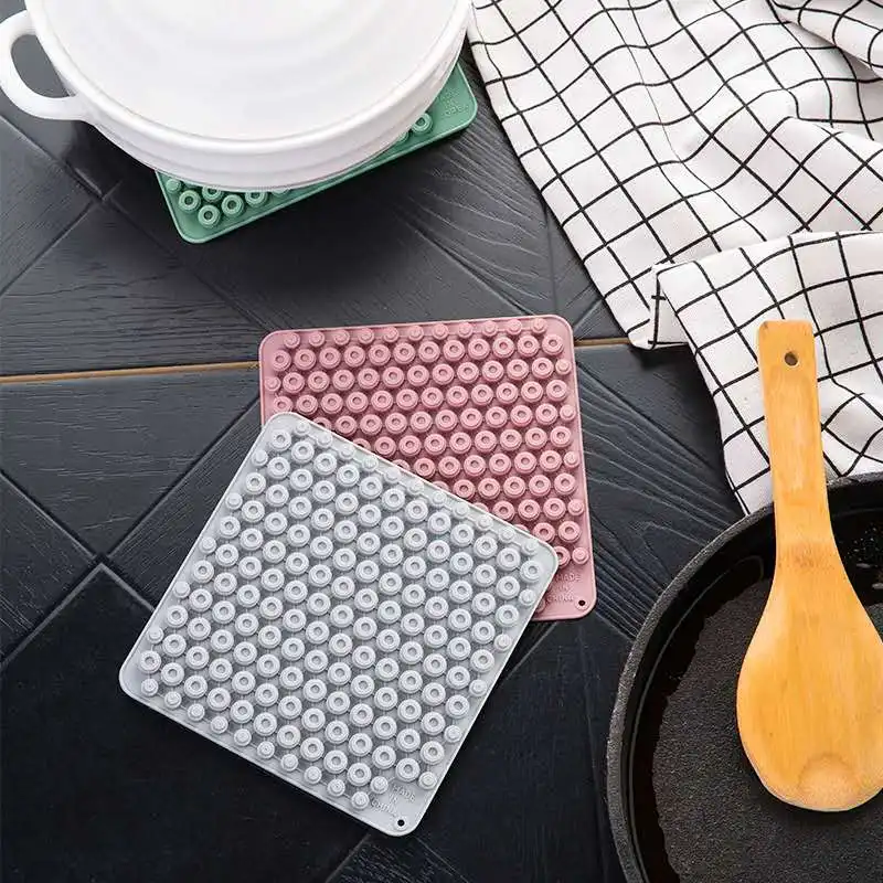 

14*14CM Silicone Coasters Colorful Heat Resistant Tea Cup Mat Non-slip Pot Holder Kitchen Accessories