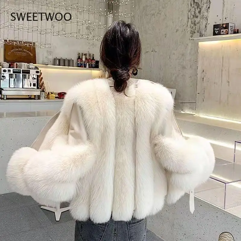Faux Fox Leather Jacket Luxury Women 2021 Winter New Mink Coat Sheepskin Leather Wholesale Locomotive Short Fur