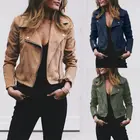 Куртка женская из искусственной кожи, на молнии, Осень-зима